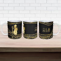 Egyptian God Ptah Ceramic Mug Gold Mummy Wrap Hieroglyphics Patterns