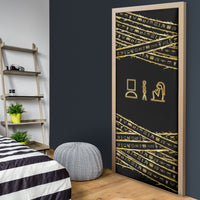 Egyptian God Ptah Door Cover Gold Mummy Wrap Hieroglyphics Patterns