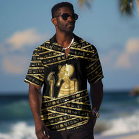 Egyptian God Ptah Hawaiian Shirt Gold Mummy Wrap Hieroglyphics Patterns