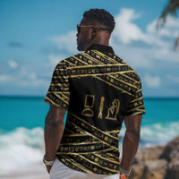Egyptian God Ptah Hawaiian Shirt Gold Mummy Wrap Hieroglyphics Patterns DT05