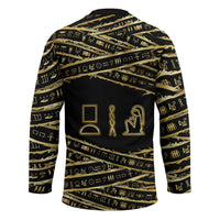 Egyptian God Ptah Hockey Jersey Gold Mummy Wrap Hieroglyphics Patterns