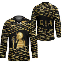 Egyptian God Ptah Hockey Jersey Gold Mummy Wrap Hieroglyphics Patterns