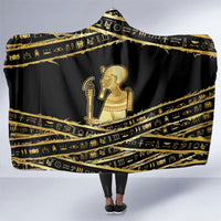 Egyptian God Ptah Hooded Blanket Gold Mummy Wrap Hieroglyphics Patterns