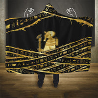 Egyptian God Ptah Hooded Blanket Gold Mummy Wrap Hieroglyphics Patterns