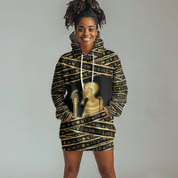 Egyptian God Ptah Hoodie Dress Gold Mummy Wrap Hieroglyphics Patterns