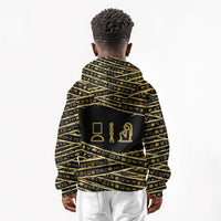 Egyptian God Ptah Kid Hoodie Gold Mummy Wrap Hieroglyphics Patterns