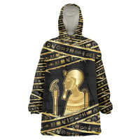 Egyptian God Ptah Kid Wearable Blanket Hoodie Gold Mummy Wrap Hieroglyphics Patterns