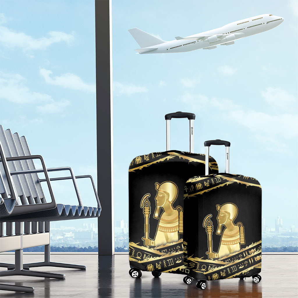 Egyptian God Ptah Luggage Cover Gold Mummy Wrap Hieroglyphics Patterns
