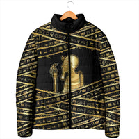Egyptian God Ptah Padded Jacket Gold Mummy Wrap Hieroglyphics Patterns