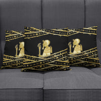 Egyptian God Ptah Pillow Cover Gold Mummy Wrap Hieroglyphics Patterns