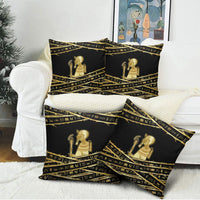 Egyptian God Ptah Pillow Cover Gold Mummy Wrap Hieroglyphics Patterns