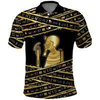 Egyptian God Ptah Polo Shirt Gold Mummy Wrap Hieroglyphics Patterns