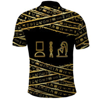 Egyptian God Ptah Polo Shirt Gold Mummy Wrap Hieroglyphics Patterns