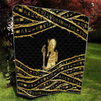 Egyptian God Ptah Quilt Gold Mummy Wrap Hieroglyphics Patterns