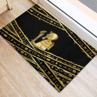 Egyptian God Ptah Rubber Doormat Gold Mummy Wrap Hieroglyphics Patterns