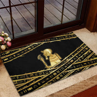 Egyptian God Ptah Rubber Doormat Gold Mummy Wrap Hieroglyphics Patterns