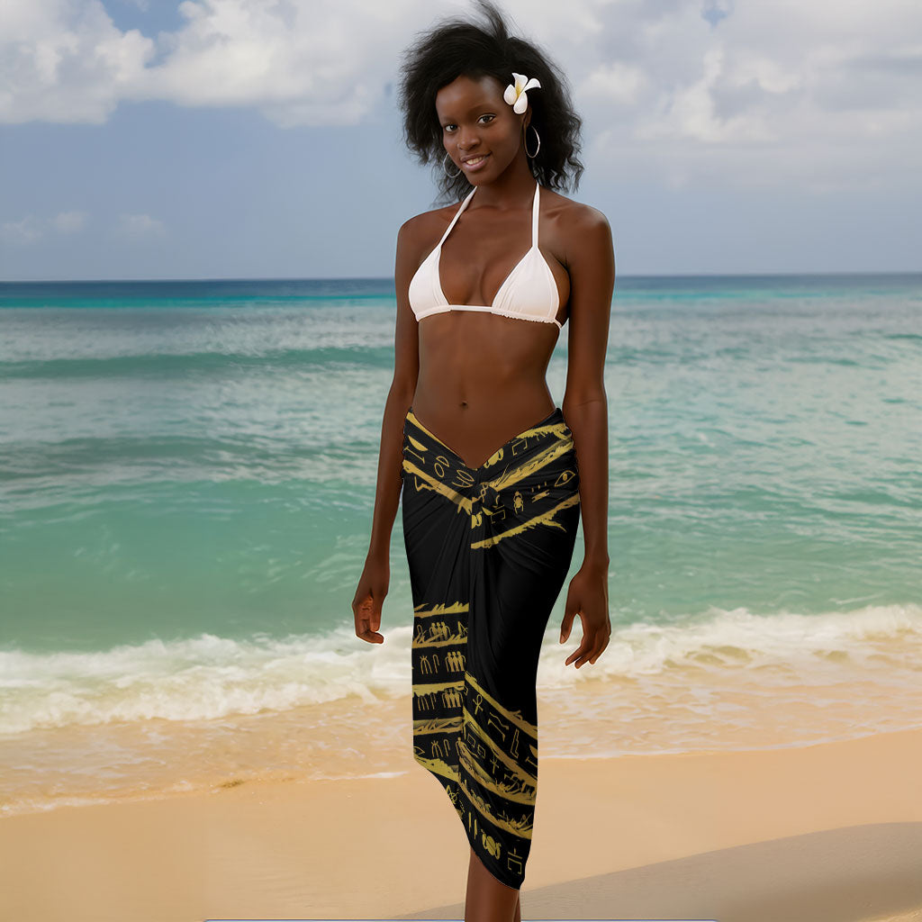 Egyptian God Ptah Sarong Gold Mummy Wrap Hieroglyphics Patterns