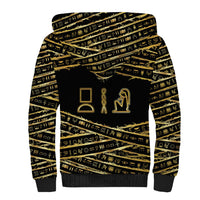 Egyptian God Ptah Sherpa Hoodie Gold Mummy Wrap Hieroglyphics Patterns