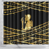 Egyptian God Ptah Shower Curtain Gold Mummy Wrap Hieroglyphics Patterns