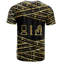 Egyptian God Ptah T shirt Gold Mummy Wrap Hieroglyphics Patterns