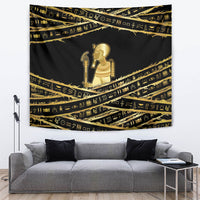 Egyptian God Ptah Tapestry Gold Mummy Wrap Hieroglyphics Patterns