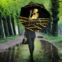 Egyptian God Ptah Umbrella Gold Mummy Wrap Hieroglyphics Patterns