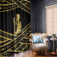 Egyptian God Ptah Window Curtain Gold Mummy Wrap Hieroglyphics Patterns