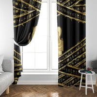 Egyptian God Ptah Window Curtain Gold Mummy Wrap Hieroglyphics Patterns