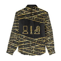 Egyptian God Ptah Women Casual Shirt Gold Mummy Wrap Hieroglyphics Patterns