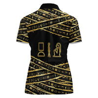 Egyptian God Ptah Women Polo Shirt Gold Mummy Wrap Hieroglyphics Patterns