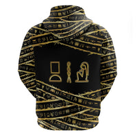 Egyptian God Ptah Zip Hoodie Gold Mummy Wrap Hieroglyphics Patterns