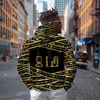 Egyptian God Ptah Zip Hoodie Gold Mummy Wrap Hieroglyphics Patterns