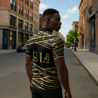 Egyptian God Ptah Zipper Polo Shirt Gold Mummy Wrap Hieroglyphics Patterns