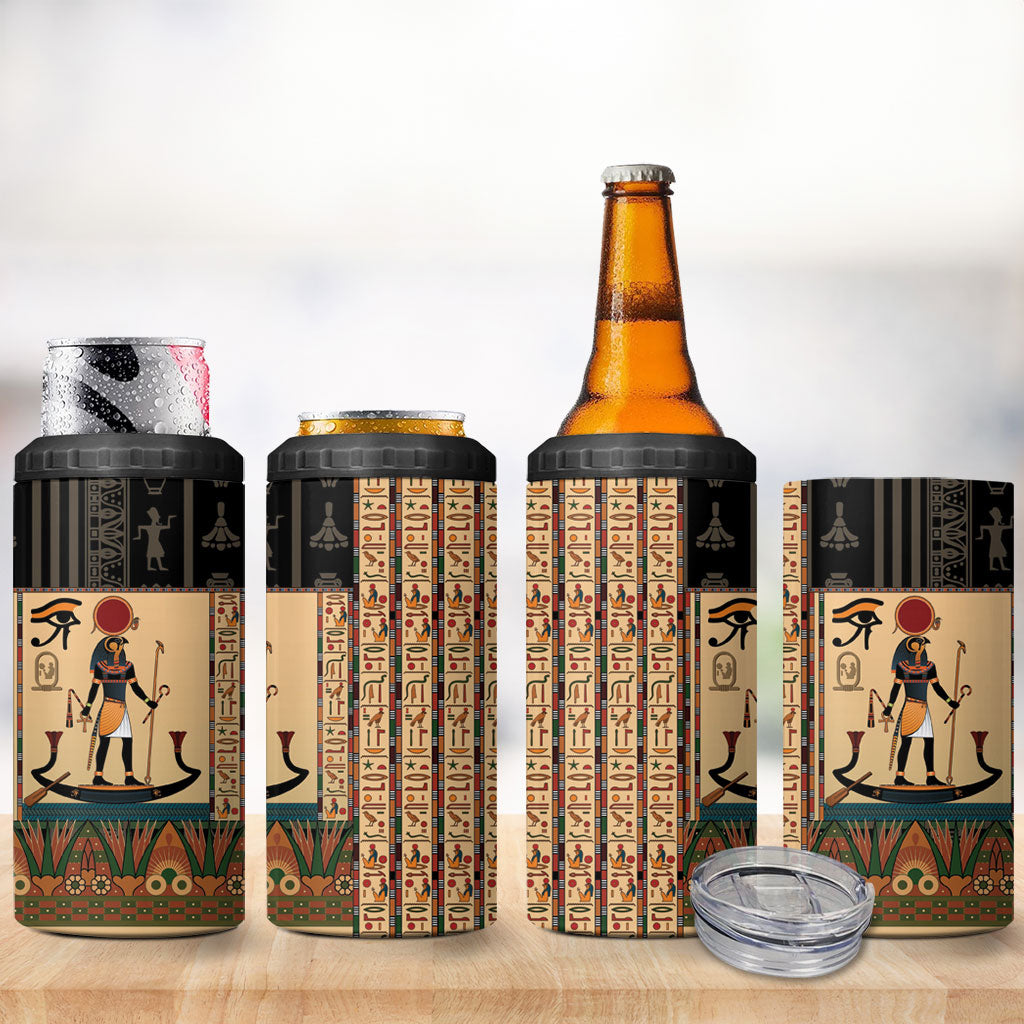 Egyptian God Ra 4 in 1 Can Cooler Tumbler Ancient Mythology Solar Barque Falcon