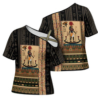 Egyptian God Ra Cross Shoulder Shirt Ancient Mythology Solar Barque Falcon