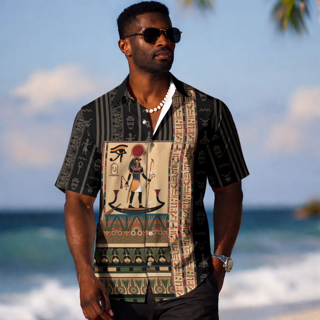 Egyptian God Ra Hawaiian Shirt Ancient Mythology Solar Barque Falcon DT05