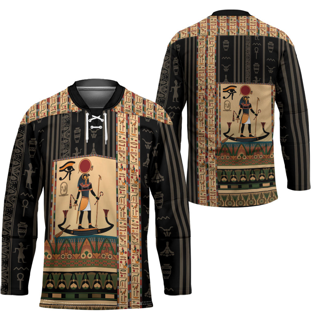 Egyptian God Ra Hockey Jersey Ancient Mythology Solar Barque Falcon