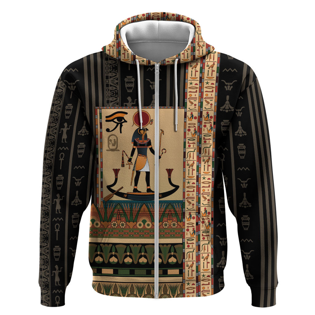 Egyptian God Ra Hoodie Ancient Mythology Solar Barque Falcon