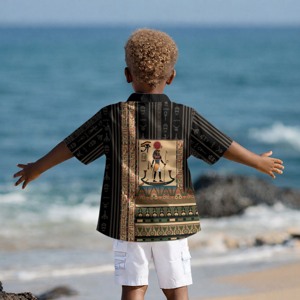Egyptian God Ra Kid Hawaiian Shirt Ancient Mythology Solar Barque Falcon DT05