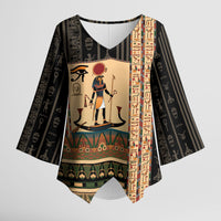 Egyptian God Ra Kimono Sleeve Blouse Ancient Mythology Solar Barque Falcon