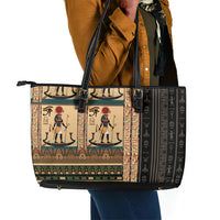 Egyptian God Ra Leather Tote Bag Ancient Mythology Solar Barque Falcon