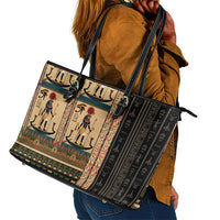 Egyptian God Ra Leather Tote Bag Ancient Mythology Solar Barque Falcon