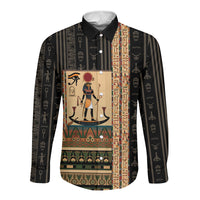 Egyptian God Ra Long Sleeve Button Shirt Ancient Mythology Solar Barque Falcon