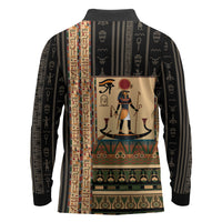 Egyptian God Ra Long Sleeve Polo Shirt Ancient Mythology Solar Barque Falcon