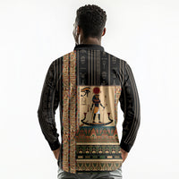 Egyptian God Ra Long Sleeve Polo Shirt Ancient Mythology Solar Barque Falcon