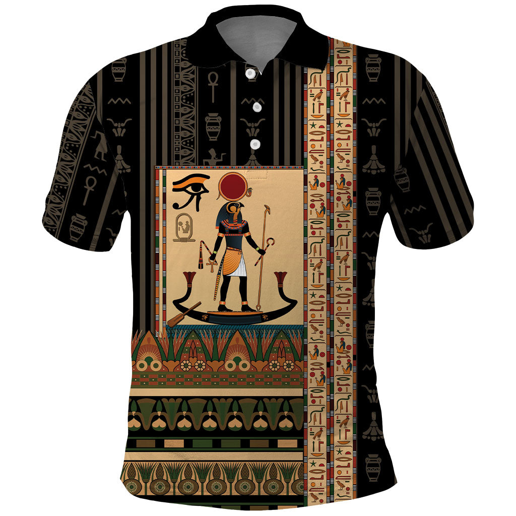 Egyptian God Ra Polo Shirt Ancient Mythology Solar Barque Falcon