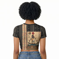 Egyptian God Ra Raglan Cropped T shirt Ancient Mythology Solar Barque Falcon