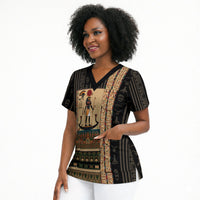 Egyptian God Ra Scrub Top Ancient Mythology Solar Barque Falcon