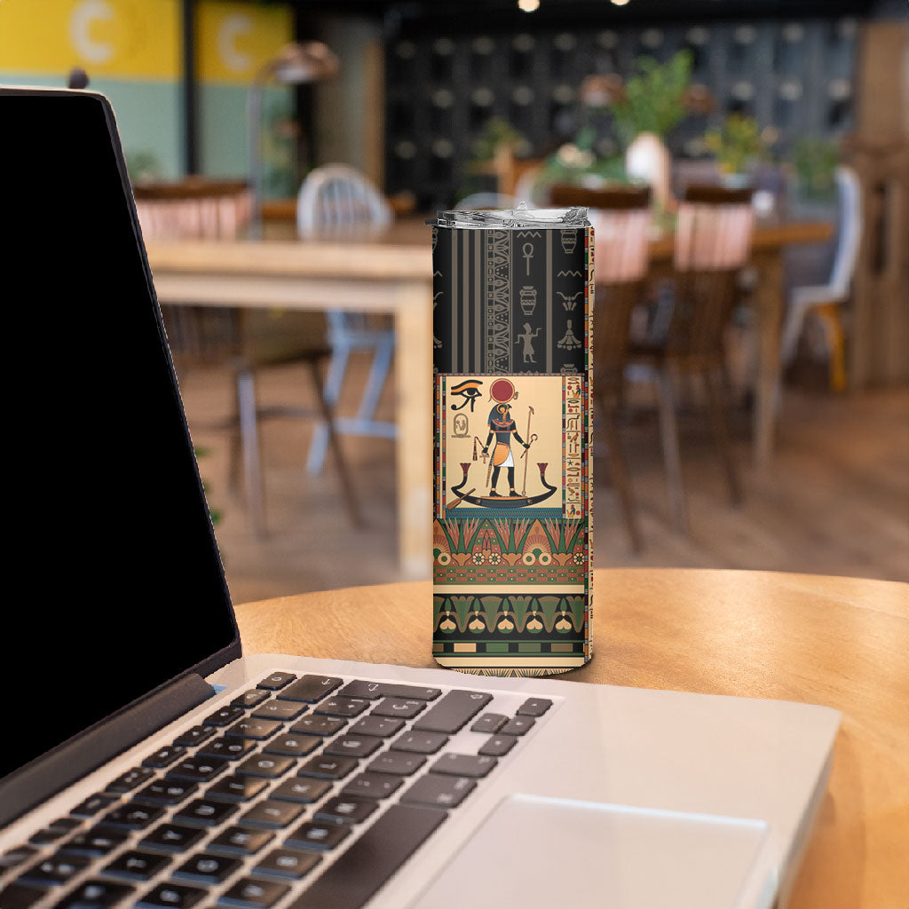 Egyptian God Ra Skinny Tumbler Ancient Mythology Solar Barque Falcon