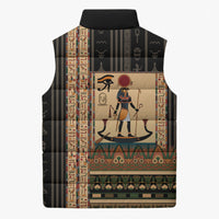 Egyptian God Ra Sleeveless Puffer Jacket Ancient Mythology Solar Barque Falcon